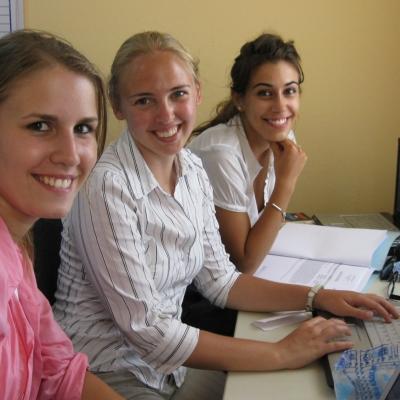 Projects Abroad interns working at the Law placement in Ghana. Students working in the office during their Law internships in Ghana.